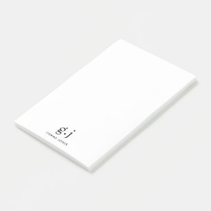 Monogram Classic Elegant Minimal Black White Post-it Notes