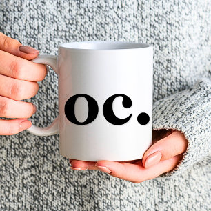 Monogram Classic Elegant Minimal Bold Black White Coffee Mug