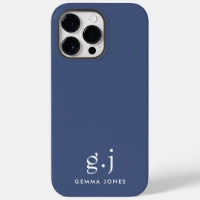 Monogram Classic Elegant Minimal Dusty Blue White