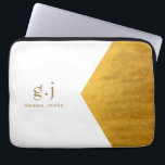 Monogram Classic Elegant Minimal Gold White Laptop Sleeve<br><div class="desc">A black laptop sleeve for home or work, featuring a simple clean modern minimalist gold monogram with simple lower case serif typography initials. A punctuation mark (period) divides the first and last initial as a simple design element that defines this typography style as modern and clean. Your name in uppercase...</div>