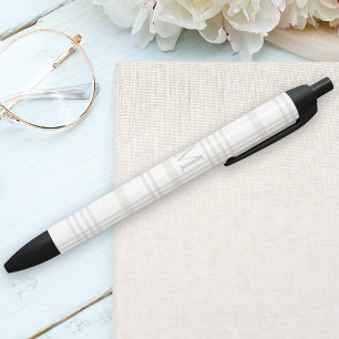 Monogram Classic Elegant Minimal Initial Plaid Black Ink Pen