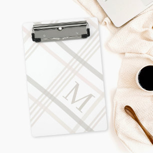 Monogram Classic Elegant Minimal Initial Plaid Mini Clipboard