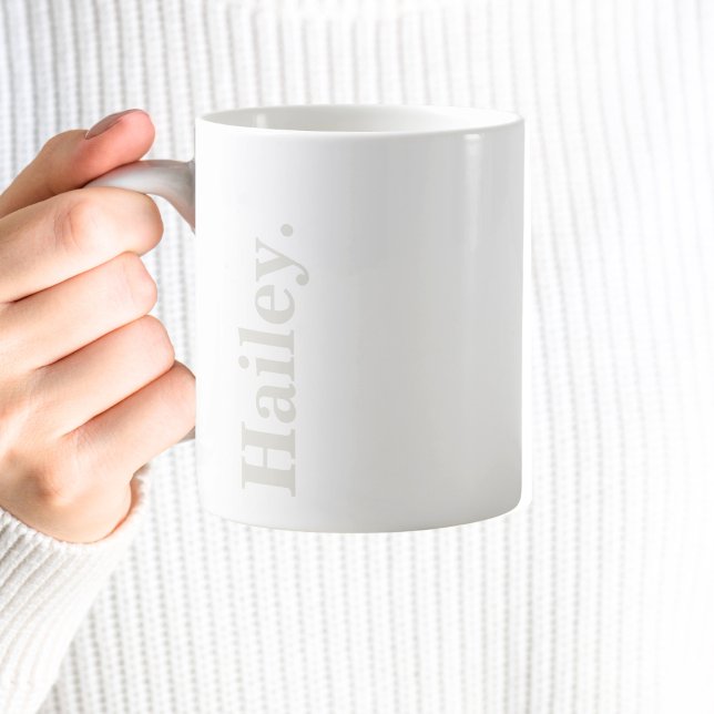 Monogram Classic Elegant Minimal Ivory White Name Coffee Mug (Creator Uploaded)