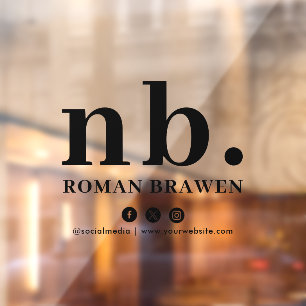 Monogram Classic Elegant Modern Minimal Nameplate  Window Cling