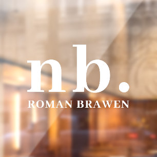 Monogram Classic Elegant Modern Minimal Nameplate  Window Cling