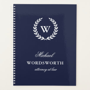 Monogram Classic Elegant Professional Blue Planner