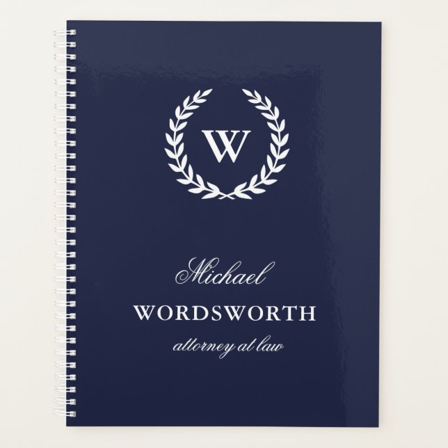 Monogram Classic Elegant Professional Blue Planner (Front)