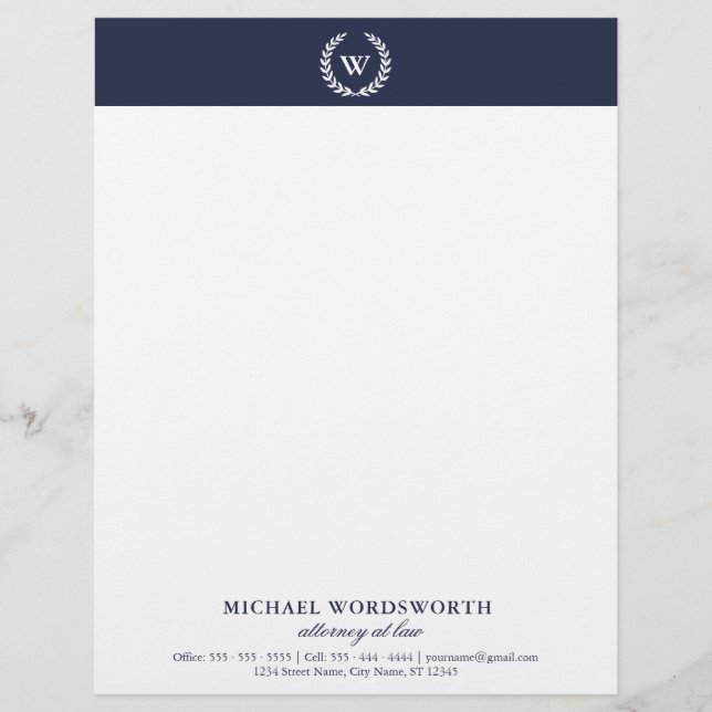 Monogram Classic Elegant Professional Letterhead (Front)