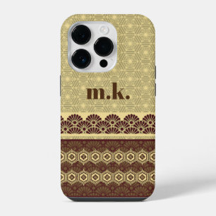 Monogram Classic Gold Flower Pattern iPhone 14 Pro Case