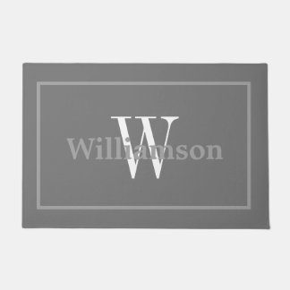 Monogram Classic Grey Framed Family Name Doorma Doormat