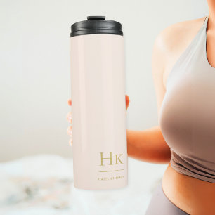 Monogram Classic Modern Minimalist Blush Gold Thermal Tumbler