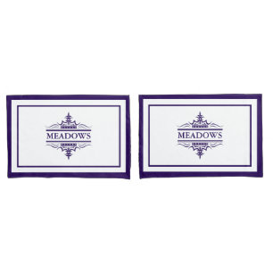 Monogram Classic Navy Blue And White Pillowcase