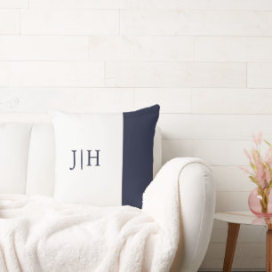 Monogram Classic Navy Wide Stripe & White Cushion