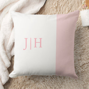 Monogram Classic Pink Wide Stripe & White Cushion