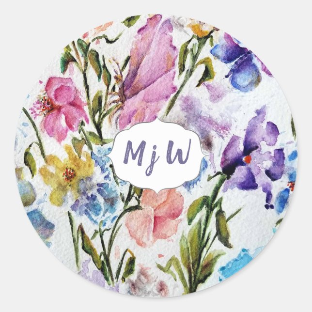 Monogram Classic Round Sticker (Front)