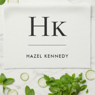 Monogram Classic Simple  Elegant Ivory White Tea Towel