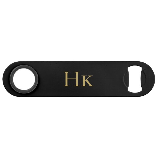 Monogram Classic Simple Modern Black Gold Elegant (Front (Horizontal))