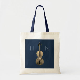 Monogram Classical Music Violin Navy Blue Tote Bag
