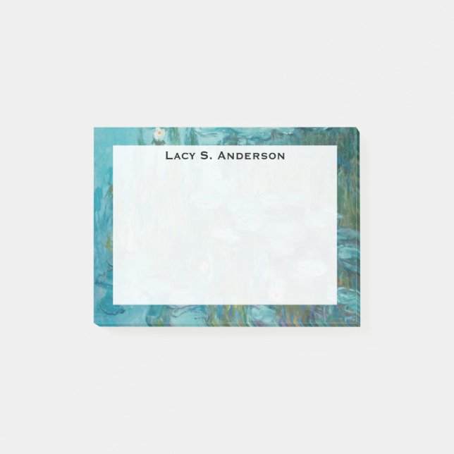 Monogram Claude Monet, Water Lilies, 1915, Aqua Post-it Notes (Front)