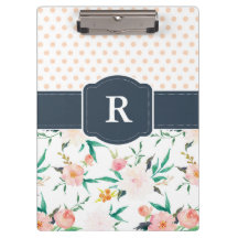 Monogram Clipboard Watercolor Floral, Blue