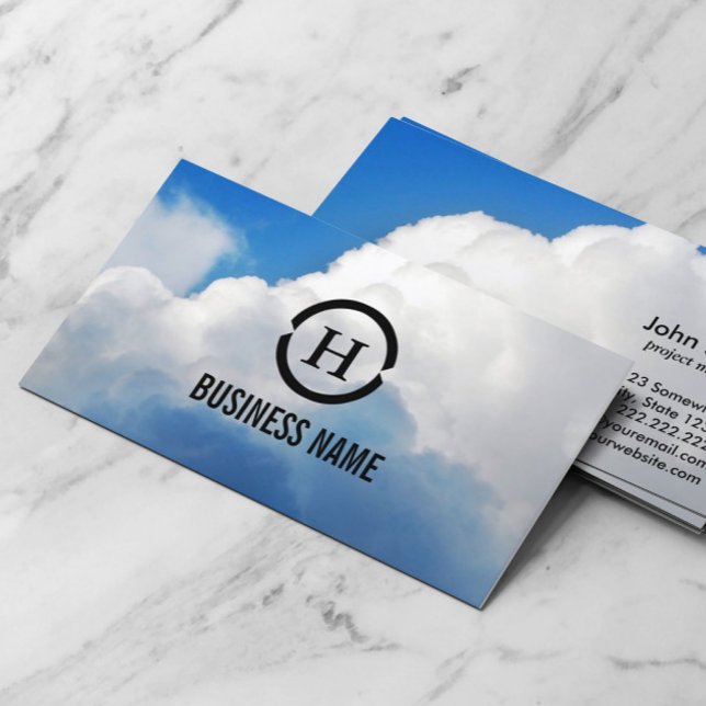 Monogram Clouds & Blue Sky Photography Business Card (Creator Uploaded)
