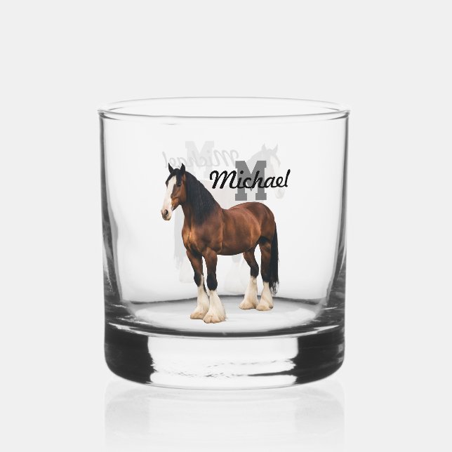 Monogram Clydesdale Draught Horse Animal Farm Whiskey Glass (Front)