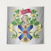 Monogram Coat of Arms Silver Knight Shield Dragon