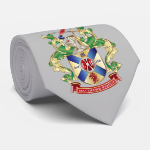 Monogram Coat of Arms Silver Knight Shield Dragon Tie