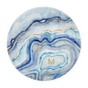 Monogram   Cobalt Agate II Cutting Board