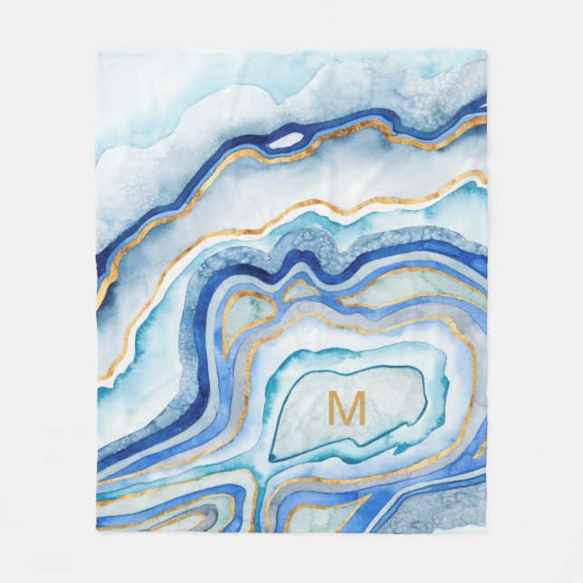Monogram | Cobalt Agate II Fleece Blanket (Front)