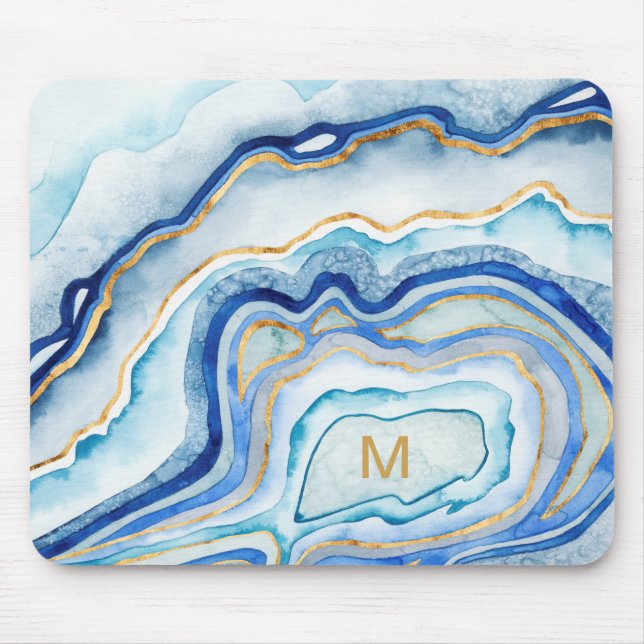 Monogram | Cobalt Agate II Mouse Mat (Front)