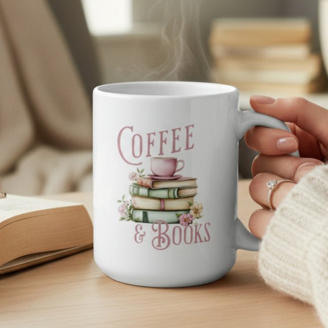 Monogram Coffee and Books Floral  Mug (Creator Uploaded)