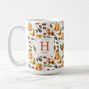 Monogram Coffee Beans Pattern Coffee Mug