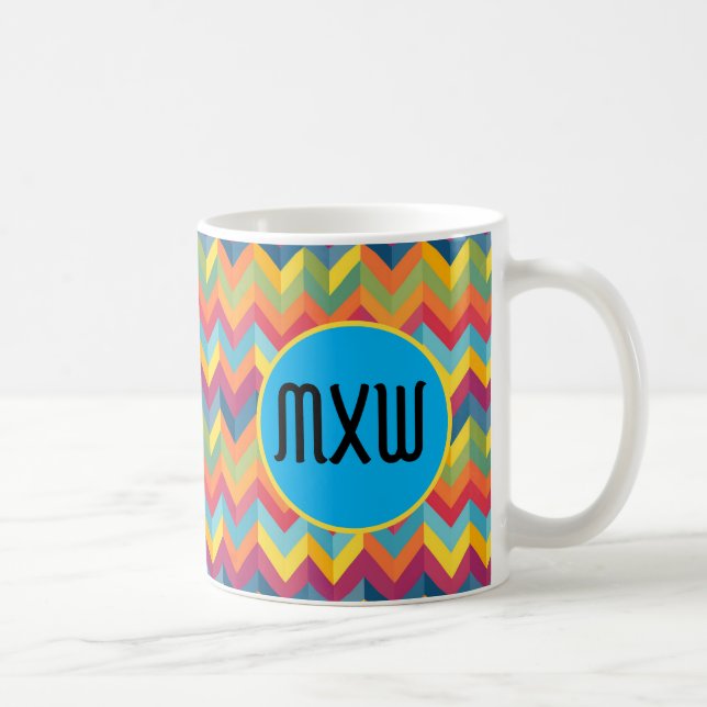 Monogram Coffee Mug Bold Chevron Pattern (Right)