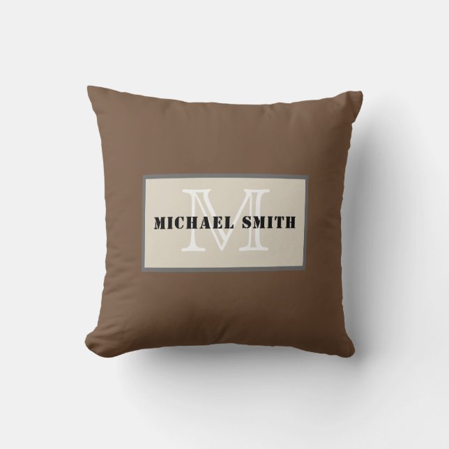 Monogram Coffee Solid Colour Background Cushion (Front)