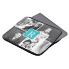 Monogram Collage Custom Laptop Sleeve Turquoise