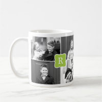 Monogram Collage Custom Photo Mug -  Green