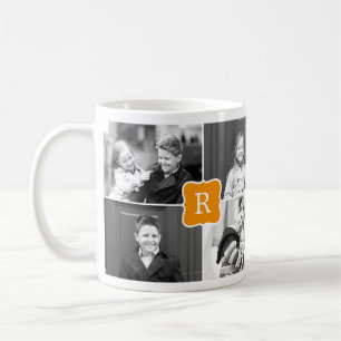 Monogram Collage Custom Photo Mug -  Orange