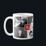 Monogram Collage Custom Photo Mug - Red<br><div class="desc">Personalise this mug with your text and photo(s) to create a one-of-a-kind gift! Available in more colours.</div>