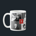 Monogram Collage Custom Photo Mug - Red<br><div class="desc">Personalise this mug with your text and photo(s) to create a one-of-a-kind gift! Available in more colours.</div>