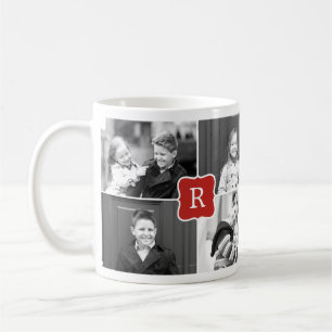 Monogram Collage Custom Photo Mug - Red