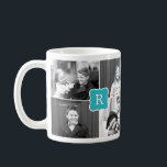 Monogram Collage Custom Photo Mug -  Turquoise<br><div class="desc">Personalise this mug with your text and photo(s) to create a one-of-a-kind gift! Available in more colours.</div>