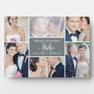 Monogram Collage EDITABLE COLOR Plaque with Easel