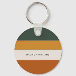 Monogram Colorblock Horizontal Stripe Minimalist Key Ring