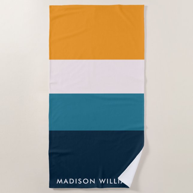 Monogram Colorblock Horizontal Stripe Stylish   Be Beach Towel (Front)