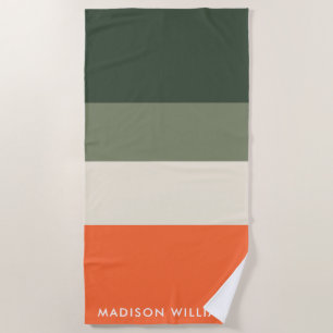 Monogram Colorblock Horizontal Stripe Stylish Be Beach Towel