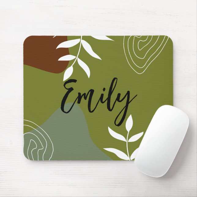 Monogram colorful abstract for minimalism Green Mouse Mat (With Mouse)