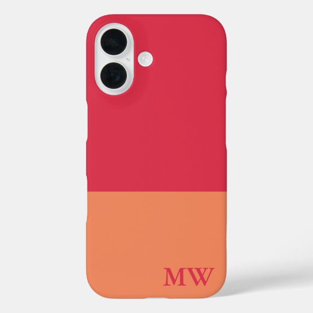 Monogram Colour Block Dark Pink and Orange Case-Mate iPhone Case (Back)