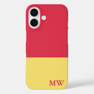 Monogram Colour Block Dark Pink and Yellow iPhone 16 Case