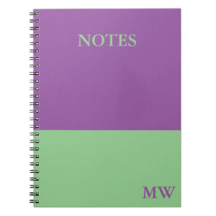 Monogram Colour Block Notebook Purple & Mint Green